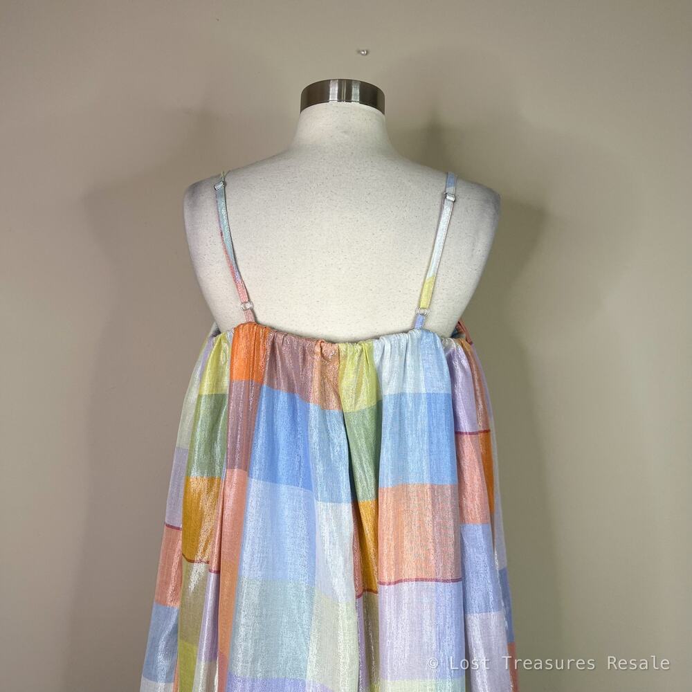 Anthropologie | Pilcro Metallic Colorful Plaid Tent Maxi Dress Plus Size 1X - Picture 8 of 11